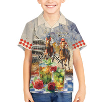 Personalized Kentucky Horse Race Kid Hawaiian Shirt With Mint Julep Cocktail - Wonder Print Shop