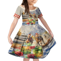 Personalized Kentucky Horse Race Kid Short Sleeve Dress With Mint Julep Cocktail - Wonder Print Shop