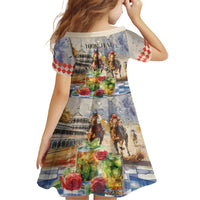 Personalized Kentucky Horse Race Kid Short Sleeve Dress With Mint Julep Cocktail - Wonder Print Shop