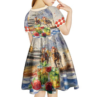 Personalized Kentucky Horse Race Kid Short Sleeve Dress With Mint Julep Cocktail - Wonder Print Shop
