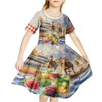 Personalized Kentucky Horse Race Kid Short Sleeve Dress With Mint Julep Cocktail - Wonder Print Shop