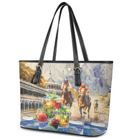 Personalized Kentucky Horse Race Leather Tote Bag With Mint Julep Cocktail - Wonder Print Shop