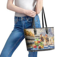 Personalized Kentucky Horse Race Leather Tote Bag With Mint Julep Cocktail - Wonder Print Shop