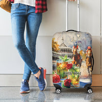 Personalized Kentucky Horse Race Luggage Cover With Mint Julep Cocktail - Wonder Print Shop
