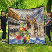 Personalized Kentucky Horse Race Quilt With Mint Julep Cocktail - Wonder Print Shop