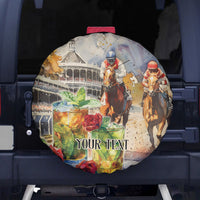 Personalized Kentucky Horse Race Spare Tire Cover With Mint Julep Cocktail - Wonder Print Shop
