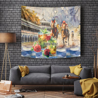 Personalized Kentucky Horse Race Tapestry With Mint Julep Cocktail - Wonder Print Shop