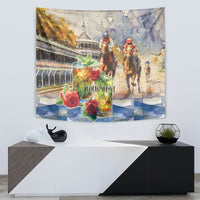 Personalized Kentucky Horse Race Tapestry With Mint Julep Cocktail - Wonder Print Shop