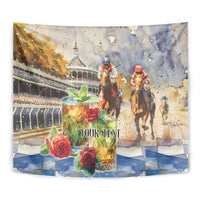 Personalized Kentucky Horse Race Tapestry With Mint Julep Cocktail - Wonder Print Shop