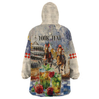 Personalized Kentucky Horse Race Wearable Blanket Hoodie With Mint Julep Cocktail - Wonder Print Shop