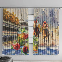 Personalized Kentucky Horse Race Window Curtain With Mint Julep Cocktail - Wonder Print Shop