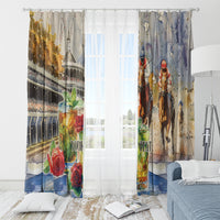 Personalized Kentucky Horse Race Window Curtain With Mint Julep Cocktail - Wonder Print Shop