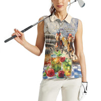Personalized Kentucky Horse Race Women Sleeveless Polo Shirt With Mint Julep Cocktail - Wonder Print Shop