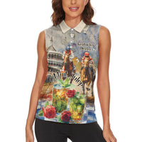 Personalized Kentucky Horse Race Women Sleeveless Polo Shirt With Mint Julep Cocktail - Wonder Print Shop