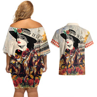 Personalized Kentucky Ladies Couples Matching Off Shoulder Short Dress and Hawaiian Shirt The Run For The Roses Derby LT9 - Wonder Print Shop