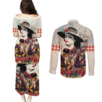 Personalized Kentucky Ladies Couples Matching Puletasi and Long Sleeve Button Shirt The Run For The Roses Derby LT9 - Wonder Print Shop