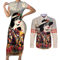 Personalized Kentucky Ladies Couples Matching Short Sleeve Bodycon Dress and Long Sleeve Button Shirt The Run For The Roses Derby LT9 - Wonder Print Shop