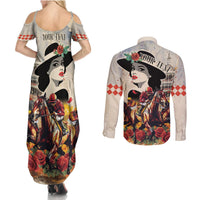 Personalized Kentucky Ladies Couples Matching Summer Maxi Dress and Long Sleeve Button Shirt The Run For The Roses Derby LT9 - Wonder Print Shop