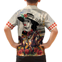 Personalized Kentucky Ladies Family Matching Off The Shoulder Long Sleeve Dress and Hawaiian Shirt The Run For The Roses Derby - Wonder Print Shop