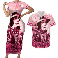 Personalized Kentucky Ladies Couples Matching Short Sleeve Bodycon Dress and Hawaiian Shirt The Run For The Roses Derby - Pink Out LT9 - Wonder Print Shop
