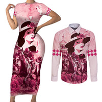 Personalized Kentucky Ladies Couples Matching Short Sleeve Bodycon Dress and Long Sleeve Button Shirt The Run For The Roses Derby - Pink Out LT9 - Wonder Print Shop