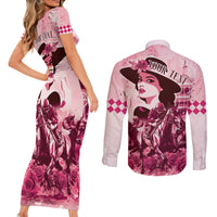 Personalized Kentucky Ladies Couples Matching Short Sleeve Bodycon Dress and Long Sleeve Button Shirt The Run For The Roses Derby - Pink Out LT9 - Wonder Print Shop