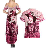Personalized Kentucky Ladies Couples Matching Summer Maxi Dress and Hawaiian Shirt The Run For The Roses Derby - Pink Out LT9 - Wonder Print Shop
