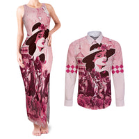 Personalized Kentucky Ladies Couples Matching Tank Maxi Dress and Long Sleeve Button Shirt The Run For The Roses Derby - Pink Out LT9 - Wonder Print Shop