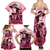 Personalized Kentucky Ladies Family Matching Summer Maxi Dress and Hawaiian Shirt The Run For The Roses Derby - Pink Out - Wonder Print Shop