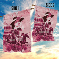 Personalized Kentucky Ladies Garden Flag The Run For The Roses Derby - Pink Out - Wonder Print Shop