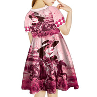 Personalized Kentucky Ladies Kid Short Sleeve Dress The Run For The Roses Derby - Pink Out - Wonder Print Shop