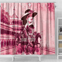 Personalized Kentucky Ladies Shower Curtain The Run For The Roses Derby - Pink Out