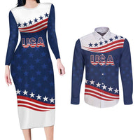 United States Pacific Rugby Custom Couples Matching Long Sleeve Bodycon Dress and Long Sleeve Button Shirt USA Classic Sporty Pattern