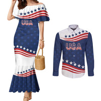 United States Pacific Rugby Custom Couples Matching Mermaid Dress and Long Sleeve Button Shirt USA Classic Sporty Pattern