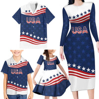 United States Pacific Rugby Custom Family Matching Long Sleeve Bodycon Dress and Hawaiian Shirt USA Classic Sporty Pattern