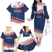 United States Pacific Rugby Custom Family Matching Off The Shoulder Long Sleeve Dress and Hawaiian Shirt USA Classic Sporty Pattern