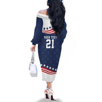 United States Pacific Rugby Custom Family Matching Off The Shoulder Long Sleeve Dress and Hawaiian Shirt USA Classic Sporty Pattern