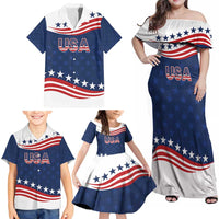 United States Pacific Rugby Custom Family Matching Off Shoulder Maxi Dress and Hawaiian Shirt USA Classic Sporty Pattern
