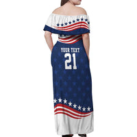 United States Pacific Rugby Custom Family Matching Off Shoulder Maxi Dress and Hawaiian Shirt USA Classic Sporty Pattern