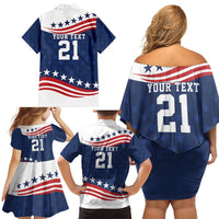 United States Pacific Rugby Custom Family Matching Off Shoulder Short Dress and Hawaiian Shirt USA Classic Sporty Pattern