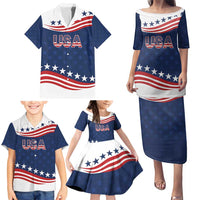 United States Pacific Rugby Custom Family Matching Puletasi and Hawaiian Shirt USA Classic Sporty Pattern