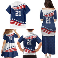 United States Pacific Rugby Custom Family Matching Puletasi and Hawaiian Shirt USA Classic Sporty Pattern