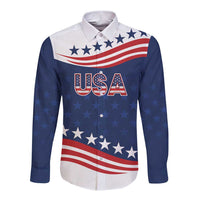 United States Pacific Rugby Custom Long Sleeve Button Shirt USA Classic Sporty Pattern