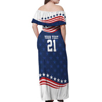 United States Pacific Rugby Custom Off Shoulder Maxi Dress USA Classic Sporty Pattern