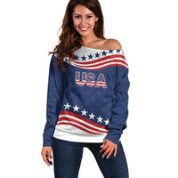 United States Pacific Rugby Custom Off Shoulder Sweater USA Classic Sporty Pattern