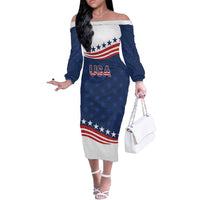 United States Pacific Rugby Custom Off The Shoulder Long Sleeve Dress USA Classic Sporty Pattern