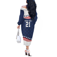 United States Pacific Rugby Custom Off The Shoulder Long Sleeve Dress USA Classic Sporty Pattern
