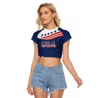 United States Pacific Rugby Custom Raglan Cropped T Shirt USA Classic Sporty Pattern