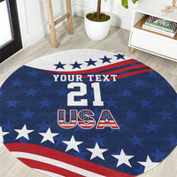 United States Pacific Rugby Custom Round Carpet USA Classic Sporty Pattern