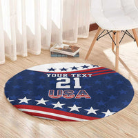 United States Pacific Rugby Custom Round Carpet USA Classic Sporty Pattern